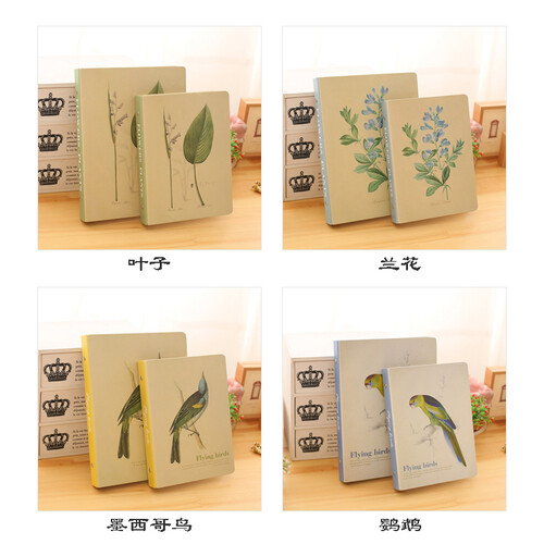 YOQUN 牛皮纸活页夹B5/9孔韩国记事本子A5/6孔活页本 学生文具笔记本 B5大本- 兰花