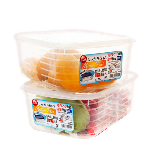 家の物语（KATEI STORY） 日本进口大号食品塑料保鲜盒冰箱收纳盒水果蔬菜密封盒 2.4L 透明