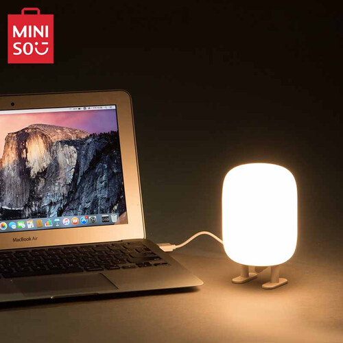 京东超市名创优品（MINISO）呆萌小夜灯 可爱可捏 硅胶外壳 宿舍神器卧室床头灯白色