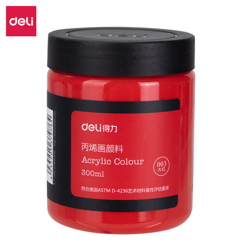 得力(deli)300ml丙烯颜料 室内墙绘 手绘 模型DIY丙烯画颜料 美术绘画颜料 73875大红