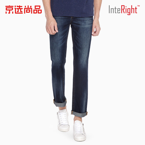 【京选尚品×INTERIGHT】INTERIGHT牛仔裤男 美式宽松直筒牛仔裤中蓝色 30 170/76A