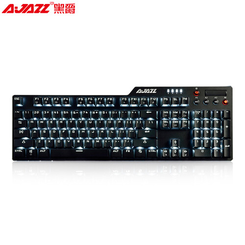 黑爵（AJAZZ）刺客Ⅱ合金AK35I机械键盘 有线机械键盘 游戏机械键盘 旋钮 白色背光 吃鸡键盘 黑色 黑轴 自营
