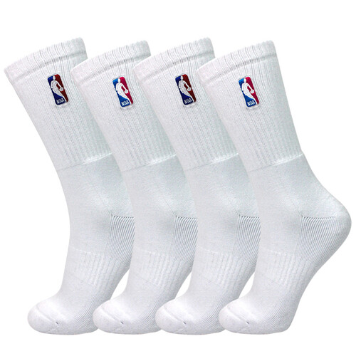 京东超市NBA袜子男士袜子专业篮球长筒毛巾底毛圈底纯白色精梳棉运动袜2双装 均码