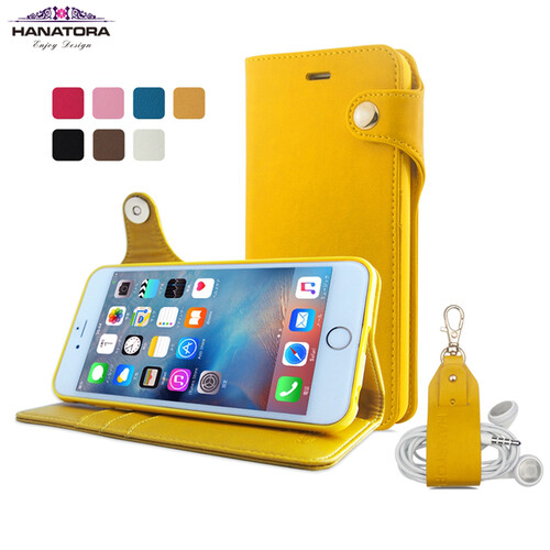 花虎（HANATORA）iPhone6手机壳6splus插卡钱包保护套 翻盖皮套 全包 iPhone6s/6Plus 5.5英寸黄色