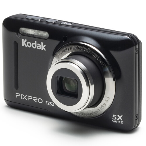 柯达（Kodak）FZ53 便携数码相机  黑色 （1615万像素 2.7英寸屏 5光学变焦 28mm广角 720P高清拍摄）