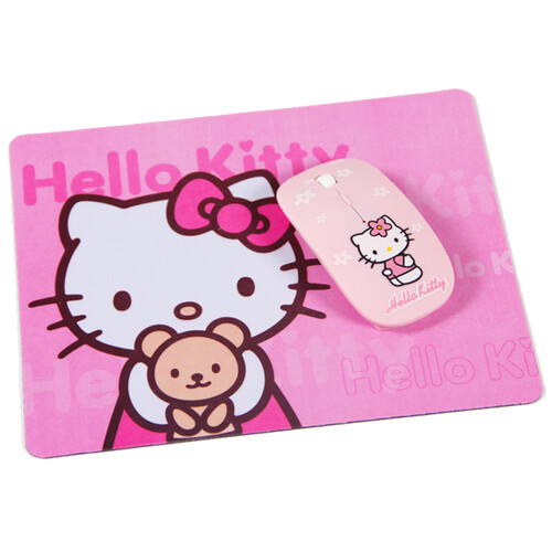 HNM Hello kitty无线鼠标 可爱无声 KT猫静音卡通女生台式笔记本 KT粉薄款无线鼠标（送鼠标垫）