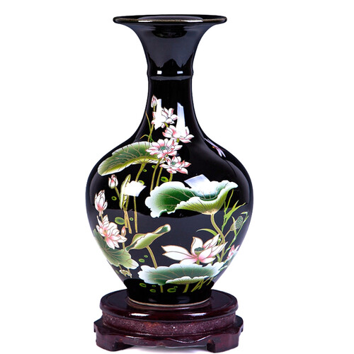 陶锦玉花瓶摆件景德镇陶瓷花瓶摆件家居客厅装饰品陶瓷花瓶摆件插花乌金釉颜色釉博古架玄关工艺品装饰摆件 赏瓶 定型普通装