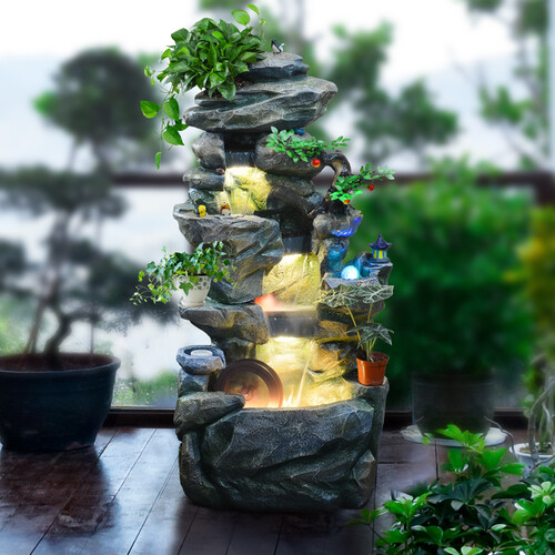 水乡故事 流水器摆件田园大型落地山水盆景假山喷泉别墅庭院客厅办公室外阳台开业乔迁礼品 C款W6E198S(52*33*110cm)