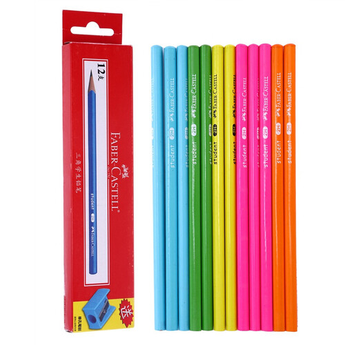 德国辉柏嘉（Faber-castell）铅笔2H小学生三角杆书写彩色杆儿童写字笔12支/盒（送笔刨）
