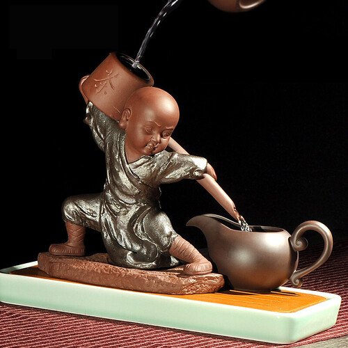 唐丰功夫小子茶宠泡茶摆件茶具配件懒人茶漏紫砂小和尚泡茶架 不含公杯 猛龙越海(茶宠茶漏双用)不含公杯
