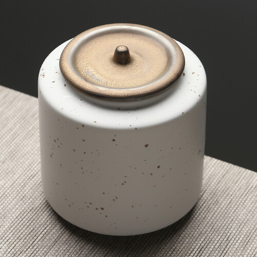 京东超市苏氏陶瓷（SUSHI CERAMICS）茶叶罐时尚亚光铁锈茶具配件（白）