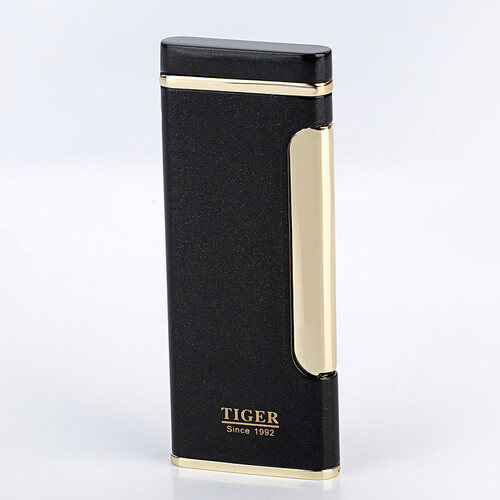 虎牌打火机Tiger正品 防风充气创意金属气体超薄打火机 男士礼品 时尚黑885