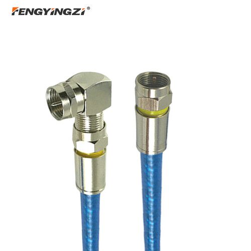 丰应子（Fengyingzi） 闭路有线电视连接线F头高清视频机顶盒信号TV线电视射频线 蓝色款 英制螺纹F弯头—英制螺纹F直头 0.75米