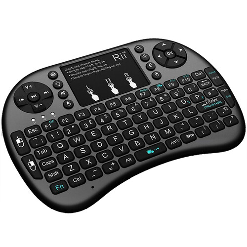 锐爱（rii） i8+无线迷你键盘鼠标2.4G版充电键盘触控板背光充电键盘手机电视电脑 i8+升级版带背光 黑色