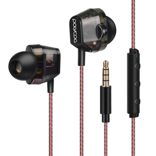 铂典（POLVCDG）S7双动圈耳机入耳式 手机通用HiFi有线DIY音乐耳塞 炫酷黑 调音带麦版