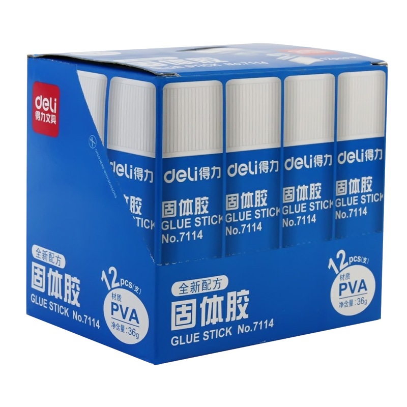 Deli 7114 upgraded formula PVA solid glue stick 36g 12 pieces/box