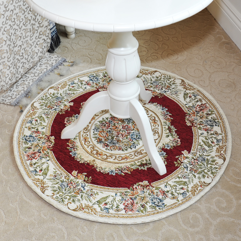 Zhonghong round study entrance floor mat living room bedroom bedside entrance entrance hanging chair hanging basket blended weaving machine washable Nordic style red 80*80CM round