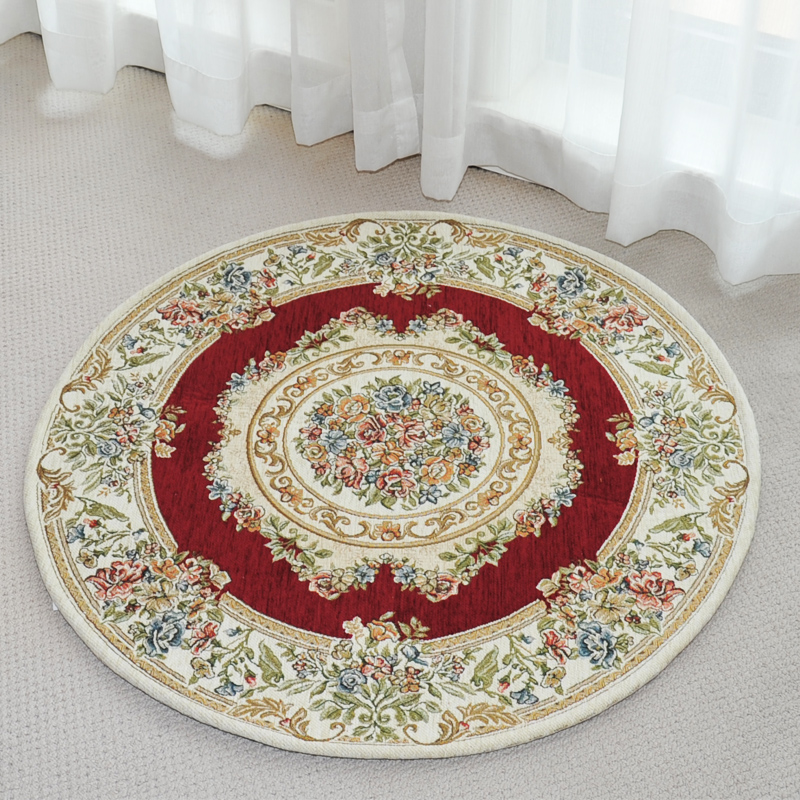 Zhonghong round study entrance floor mat living room bedroom bedside entrance entrance hanging chair hanging basket blended weaving machine washable nordic style red 80*80cm round