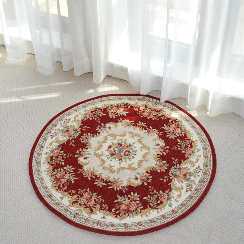 Zhonghong round study entrance floor mat living room bedroom bedside entrance entrance hanging chair hanging basket blended weave machine washable t01 red 90*90cm round
