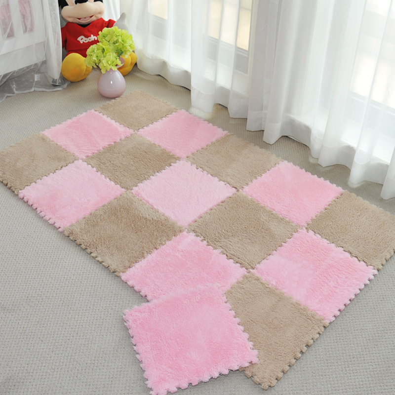 Zhonghong foam puzzle carpet covers the whole tatami bedroom, children's game mat, suede splicing carpet, eva can be cut and customized, princess large area single piece, pink 31*31cm, small piece, single color