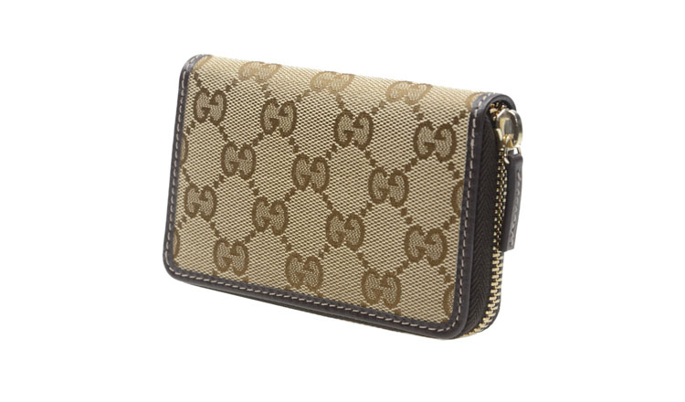 古驰gucci女士啡色帆布零钱包255452fafxg9643