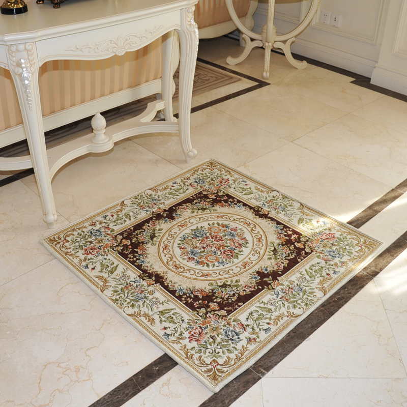 Zhonghong square carpet bedroom study cloakroom carpet american hanging chair computer chair mat entry entrance chenille jacquard blended weaving wear-resistant and durable machine washable 904 brown 100*100cm square