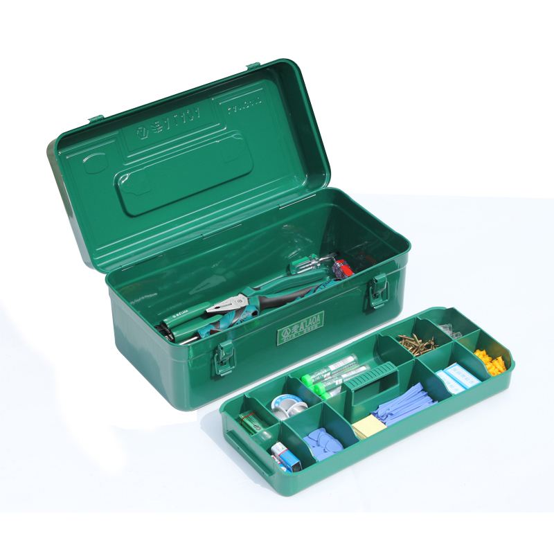 LAOA (LAOA) hardware household tool box storage box car thickened iron box with compartment 18 inches LA113118