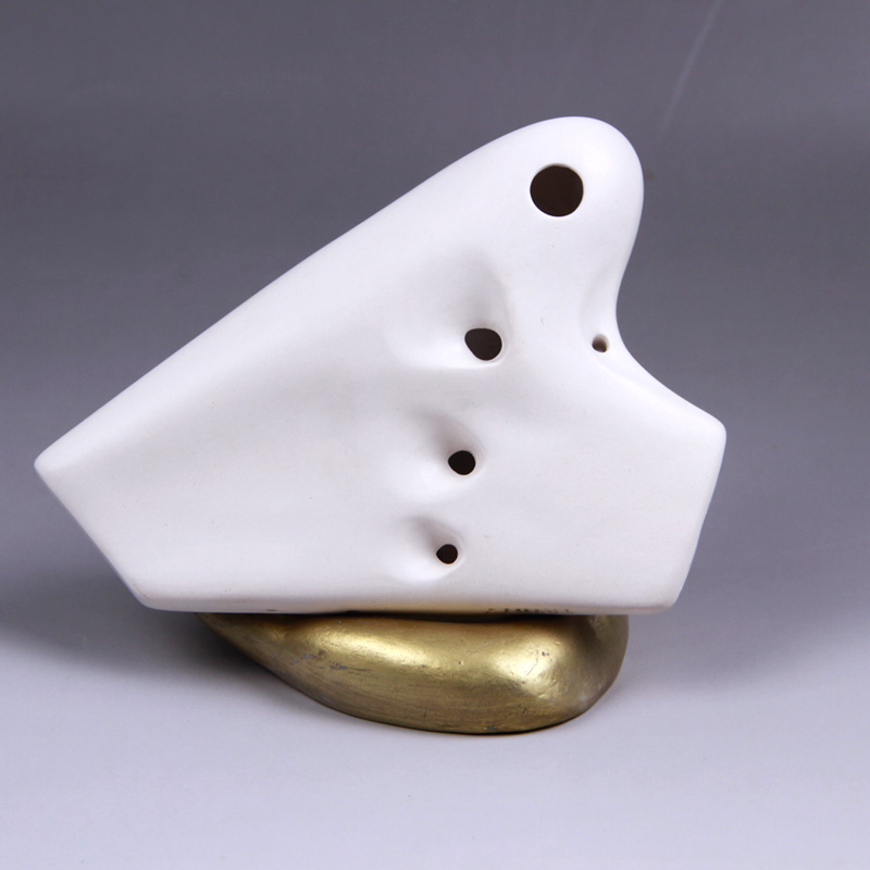 FENG YA OCARINA (FENG YA OCARINA) performance large gamme à trois tubes blanc mat alto C-key ocarina AC ocarina trois tubes blanc mat AC ouverture avant