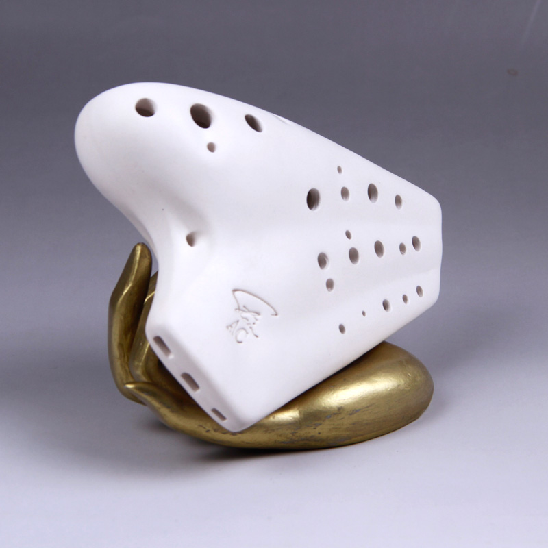 FENG YA OCARINA (FENG YA OCARINA) performance large gamme à trois tubes blanc mat alto C-key ocarina AC ocarina trois tubes blanc mat AC ouverture avant