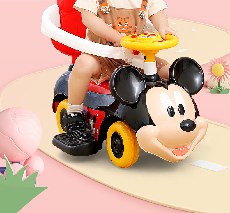 迪士尼扭扭车仿侧翻加米奇扭扭车儿童滑行手推溜溜车13岁宝宝女宝带