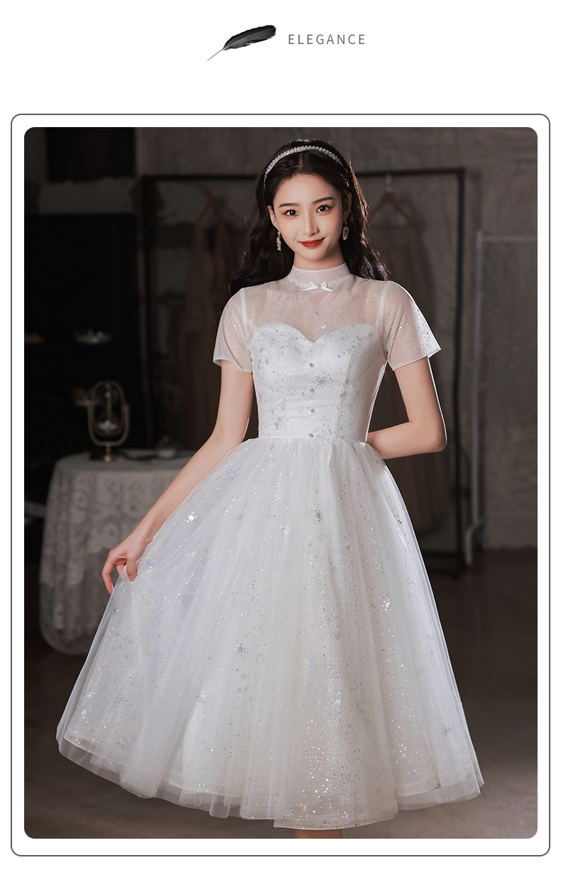 a生日礼服女款成人礼礼服法式晚礼服白色短款2022年小个子平时可穿