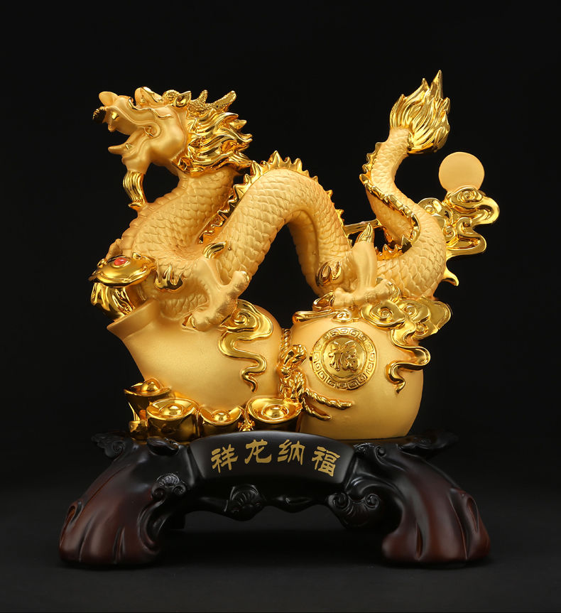 客厅酒柜办公室老板桌装饰店铺开业礼品 特大号聚财金龙(沙金)【图片