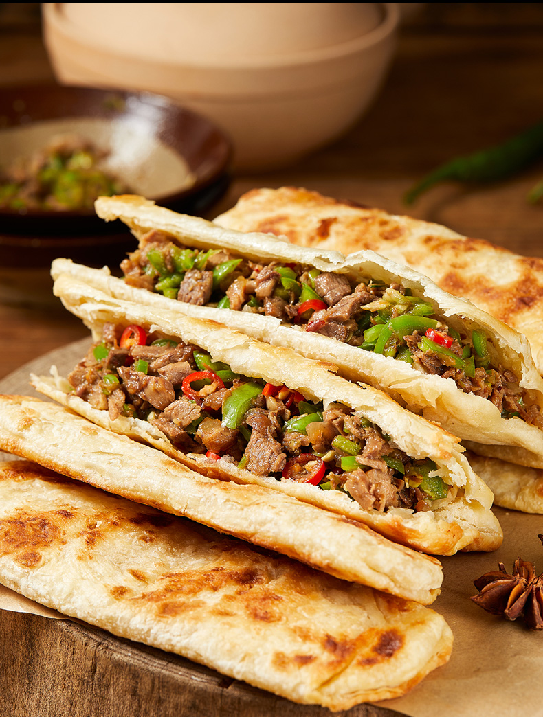 驴肉火烧饼皮半成品饼胚早餐速食品肉夹馍烧饼酥饼饼皮商用手抓饼纯