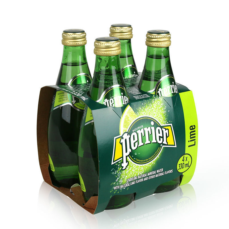 巴黎水法国perrier苏打水巴黎水饮料330ml4瓶气泡水矿泉水330ml4柠檬