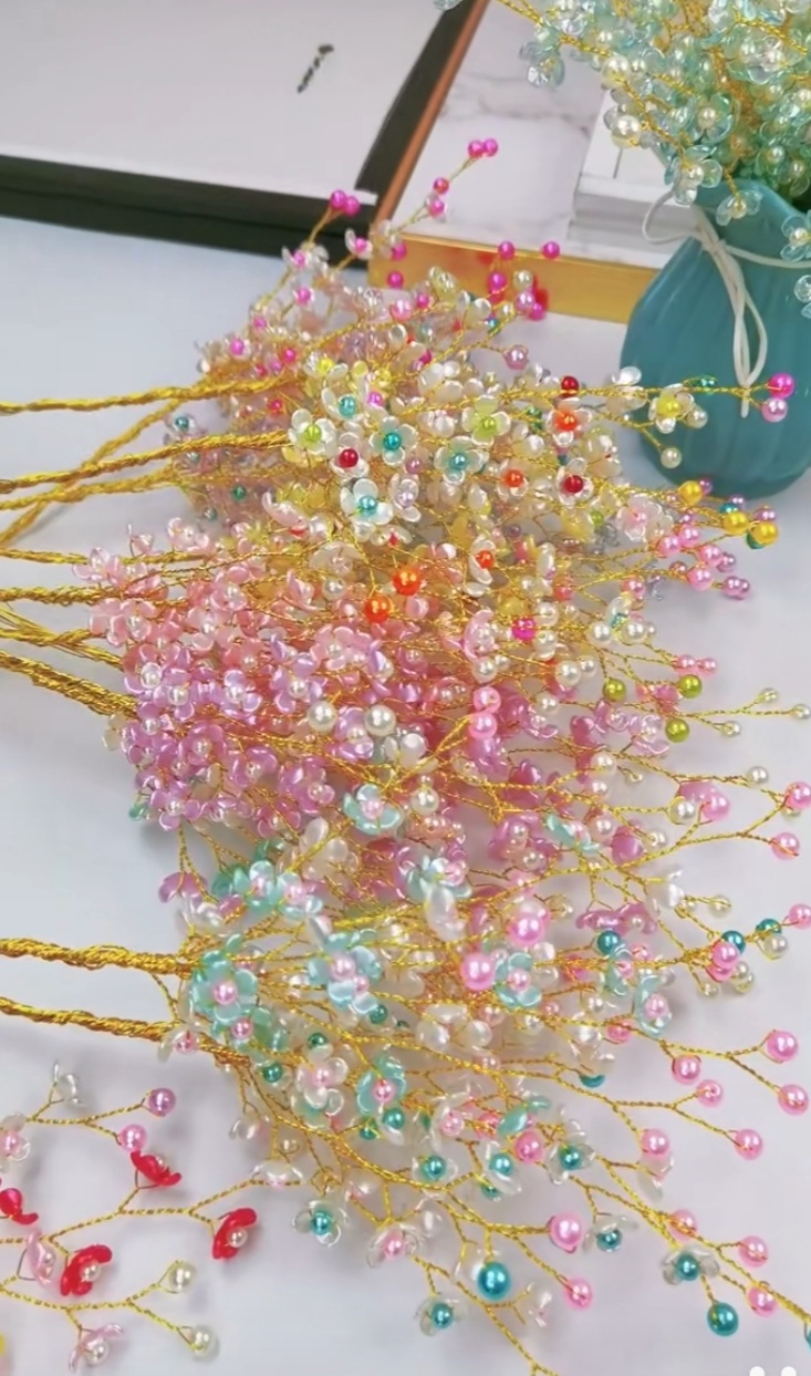 格式序幸福花手工花束材料包套亚克力珠子串珠自己制作仿真花四叶草白