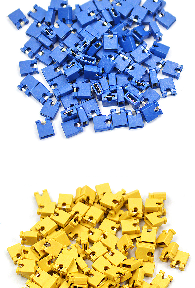 跳线帽短路帽间距254mm黑黄蓝红色短路块排针连接器帽长柄帽长柄跳线