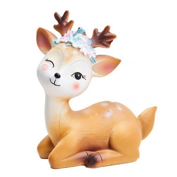 卡通梅花鹿摆件客厅房间汽车摆件可爱小鹿生日礼物一家四口鹿