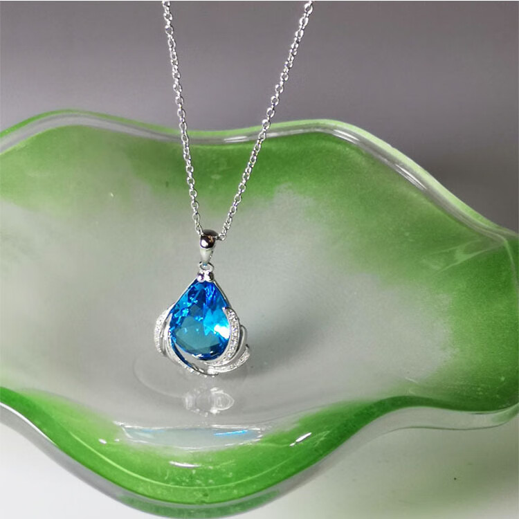 蓝宝石色吊坠紫水晶银项链个性创意时尚情人节 女友 生日礼物 紫色