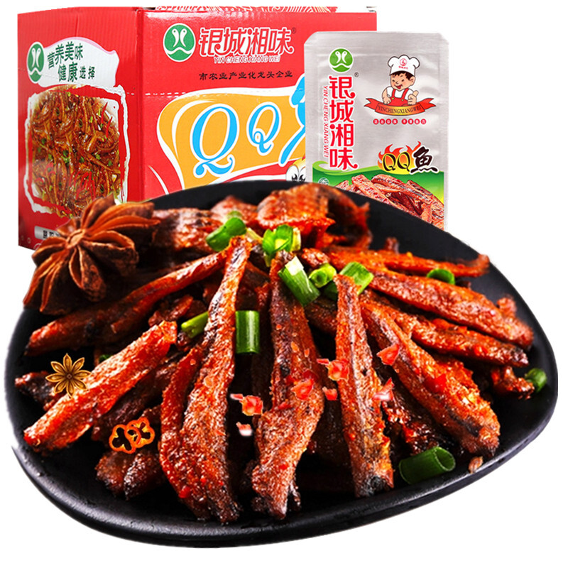 银城湘味qq鱼小鱼仔麻辣零食小鱼干香辣酱汁糖醋味湖南包小吃香辣味30