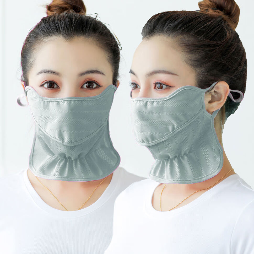 防嗮口罩口罩女夏季薄防粉尘冰丝透气防护口罩骑车防晒面罩女防提花款