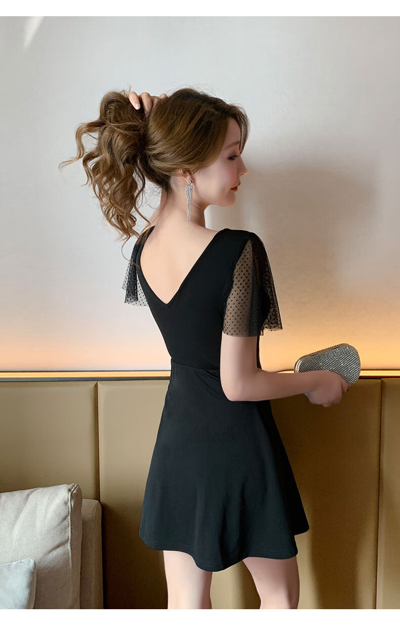 夜场酒吧女装名媛气质技师工服低胸修身显瘦夜总会夜店性感连衣裙黑色