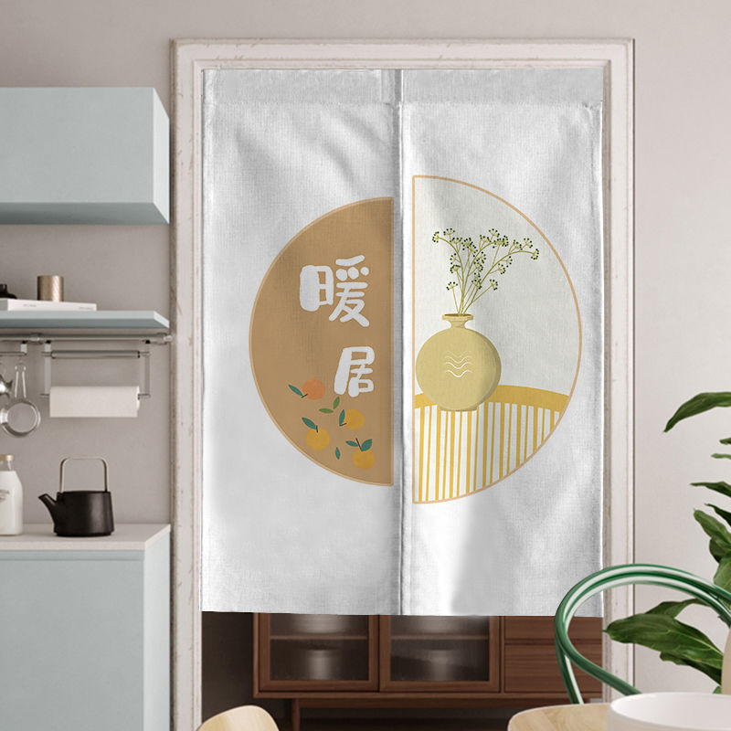 厨房门帘半截 2021年新款门帘隔断卧室家用免打孔伸缩杆帘子厨房卫生
