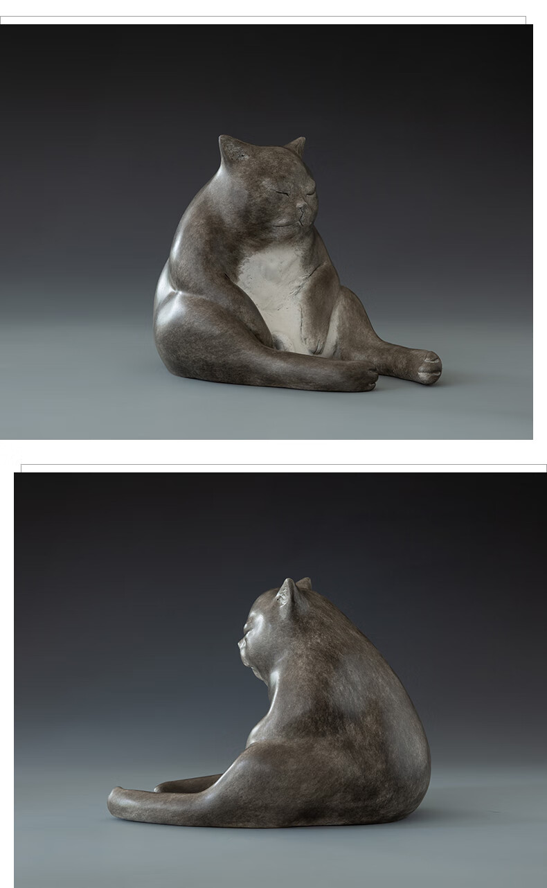 弗朗德铜猫摆件家居客厅玄关可爱仿真创意猫装饰品文创艺术礼品可爱猫