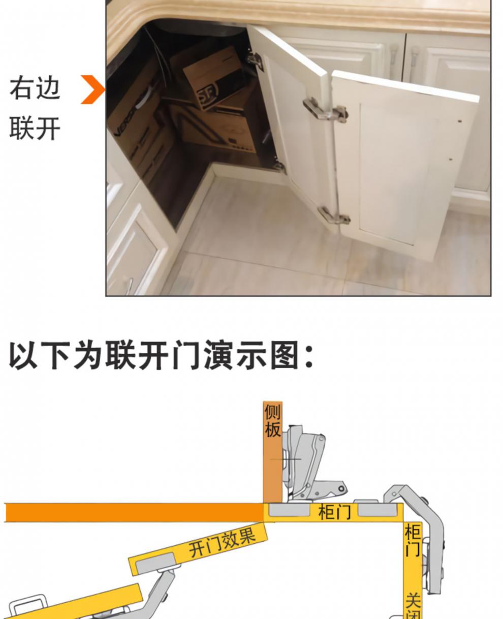 270大角度165度铰链液压阻尼缓冲拐角联动折叠门铰转角柜175合页阻尼