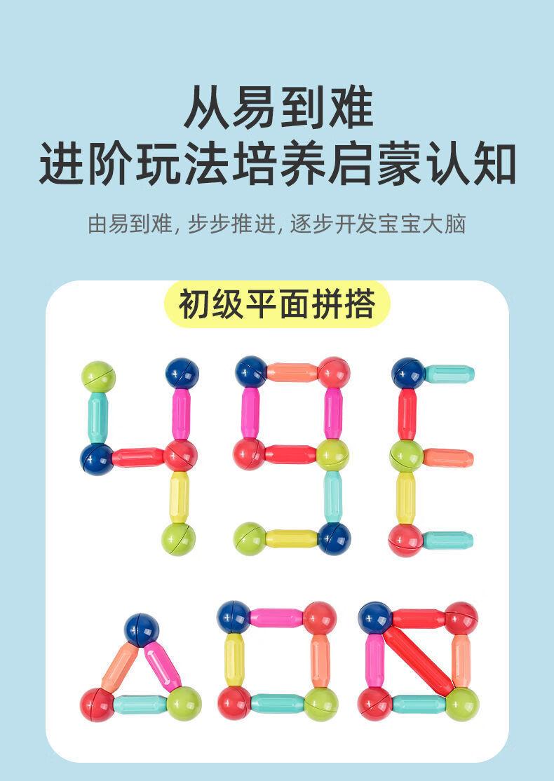 oloey百变磁力棒拼装积木男女孩大颗粒玩具儿童早教磁铁2一3岁宝宝3d