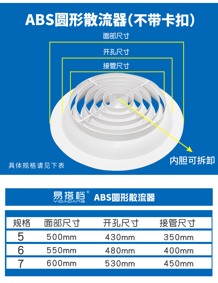 abs圆形散流器塑钢防结露圆形散流器新风 中央空调冷气出风口 另有铝