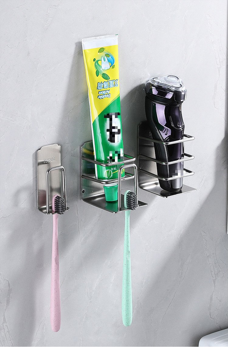 304不锈钢牙刷置物架免打孔浴室壁挂式电动放口杯刷牙杯架的架子牙膏