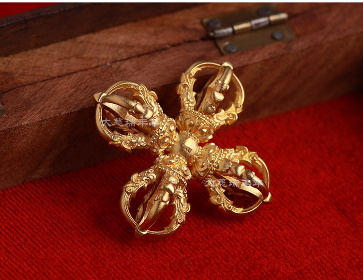 洛河足金999古法黄金十字金刚杵降魔杵项链吊坠男女厂家可定制尺寸