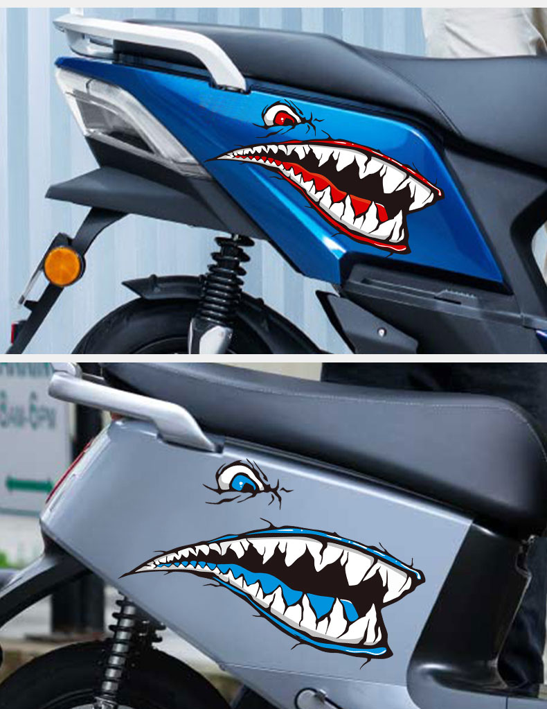 适用于小绵羊电动摩托车鲨鱼嘴车贴汽车个性创意腰线拉花遮挡划痕贴纸
