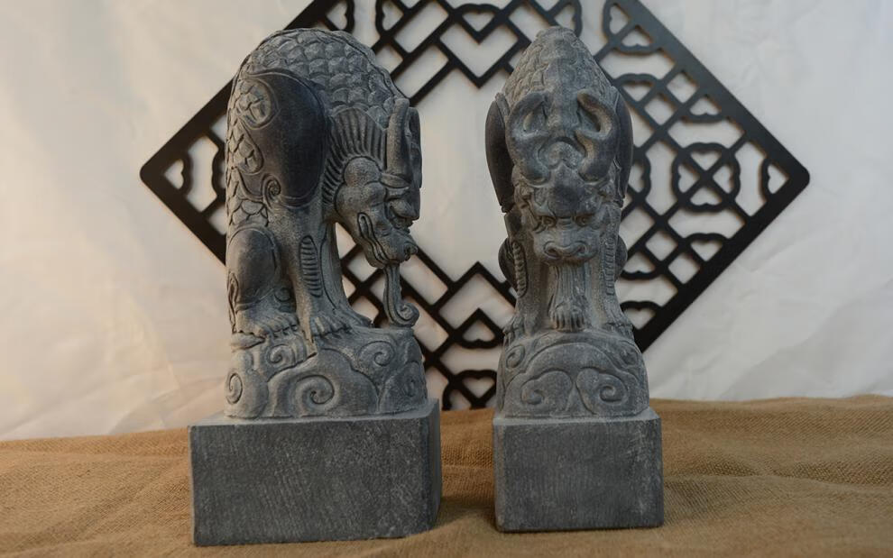 姬幻石雕青石吸水兽摆件蚣蝮吸财兽看门门墩避水兽天然石头吸水兽 高